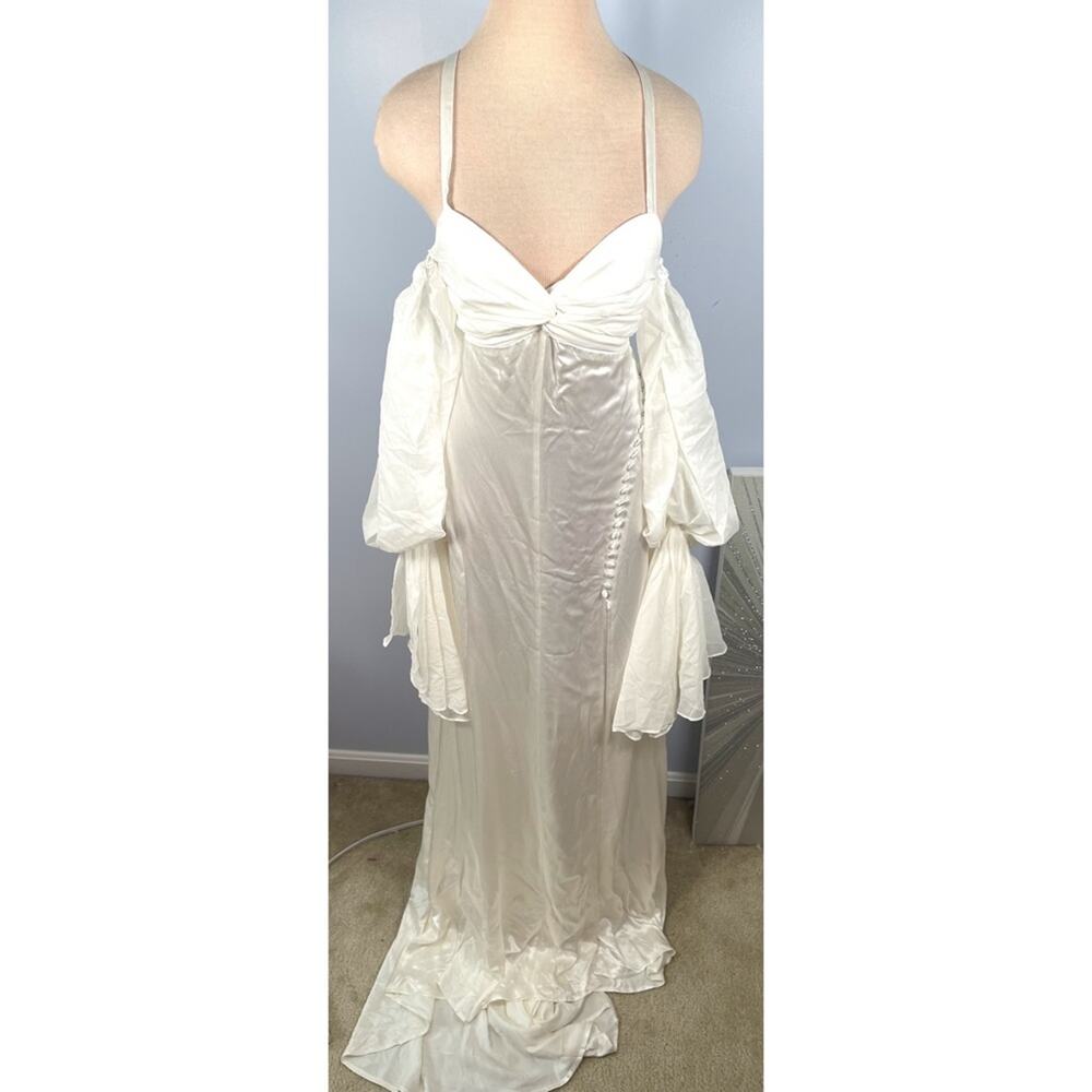 For Love & Lemons White Esme Puff Sleeve Bridal Gown Size Medium - Picture 5 of 13
